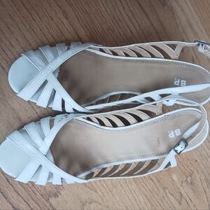 B.P. White Strappy Wedge Sandals, Womens Size 11